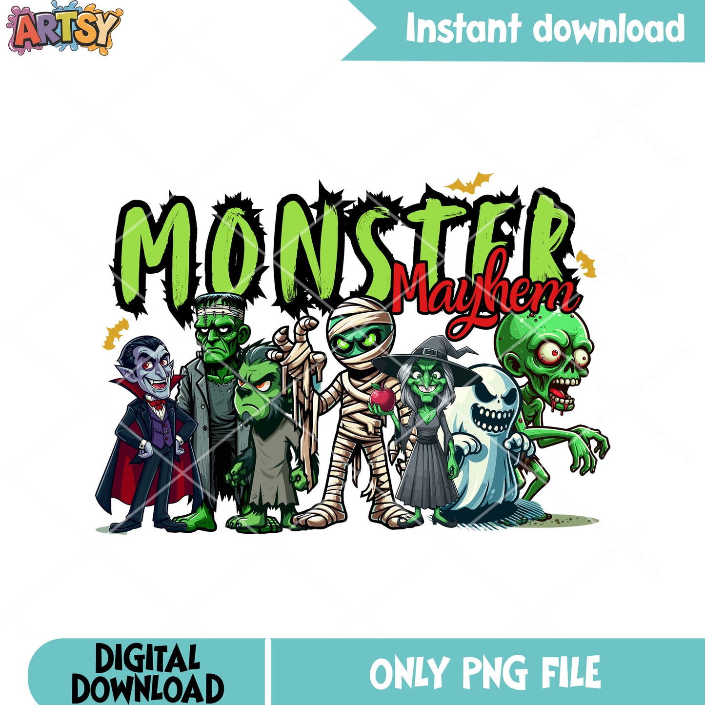 Monster mayhem png,green zombie png, halloween scary png