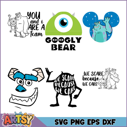 Monsters Inc SVG Bundle PNG, EPS, DXF