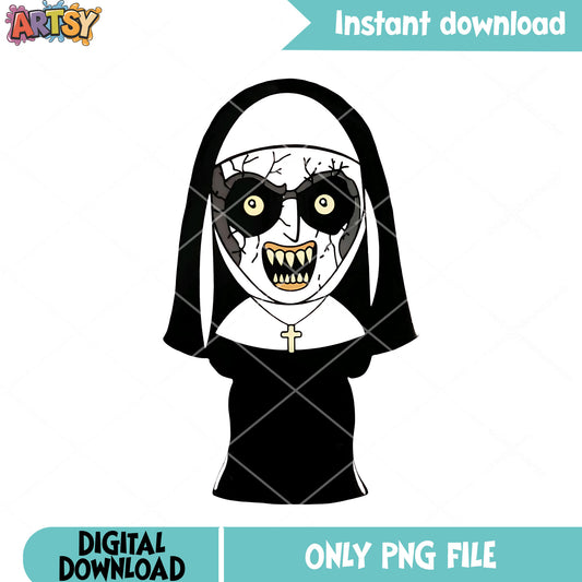 Monster sharp teeth png, scary halloween costume png, crucfix png