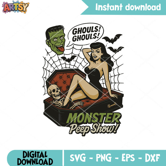 Monster show ghouls svg, halloween monster svg, monster show​ svg