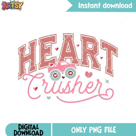 Monster truck valentine png, love vibes png, valentine love png