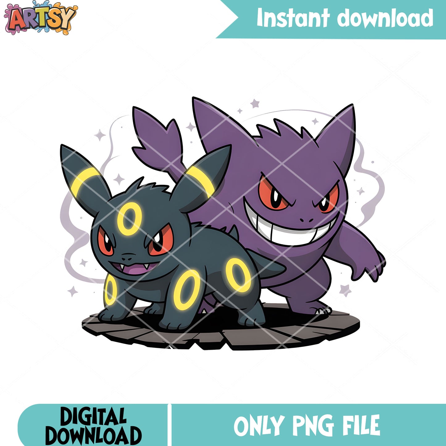 Moon chibi pokemon duo png, pokemon festival png, pokemon umbreon png