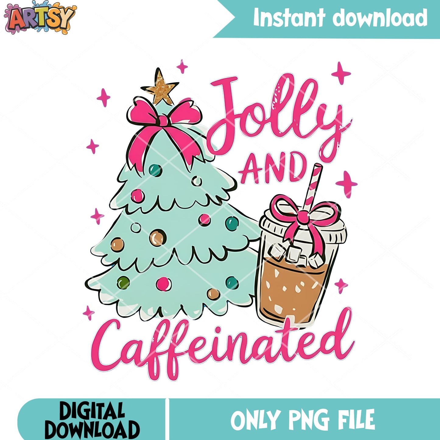 Mornig caffein routine christmas png, christmas tree png, xmas png