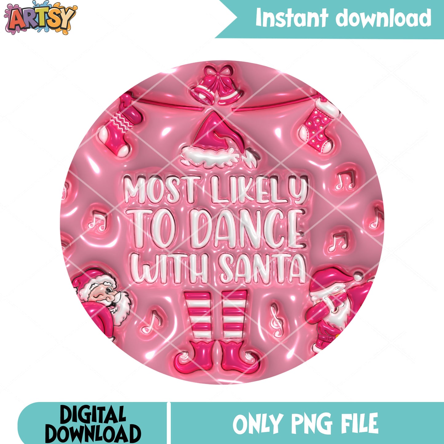 Most likely to dance png, santa funny dabbing png, matching shirt png