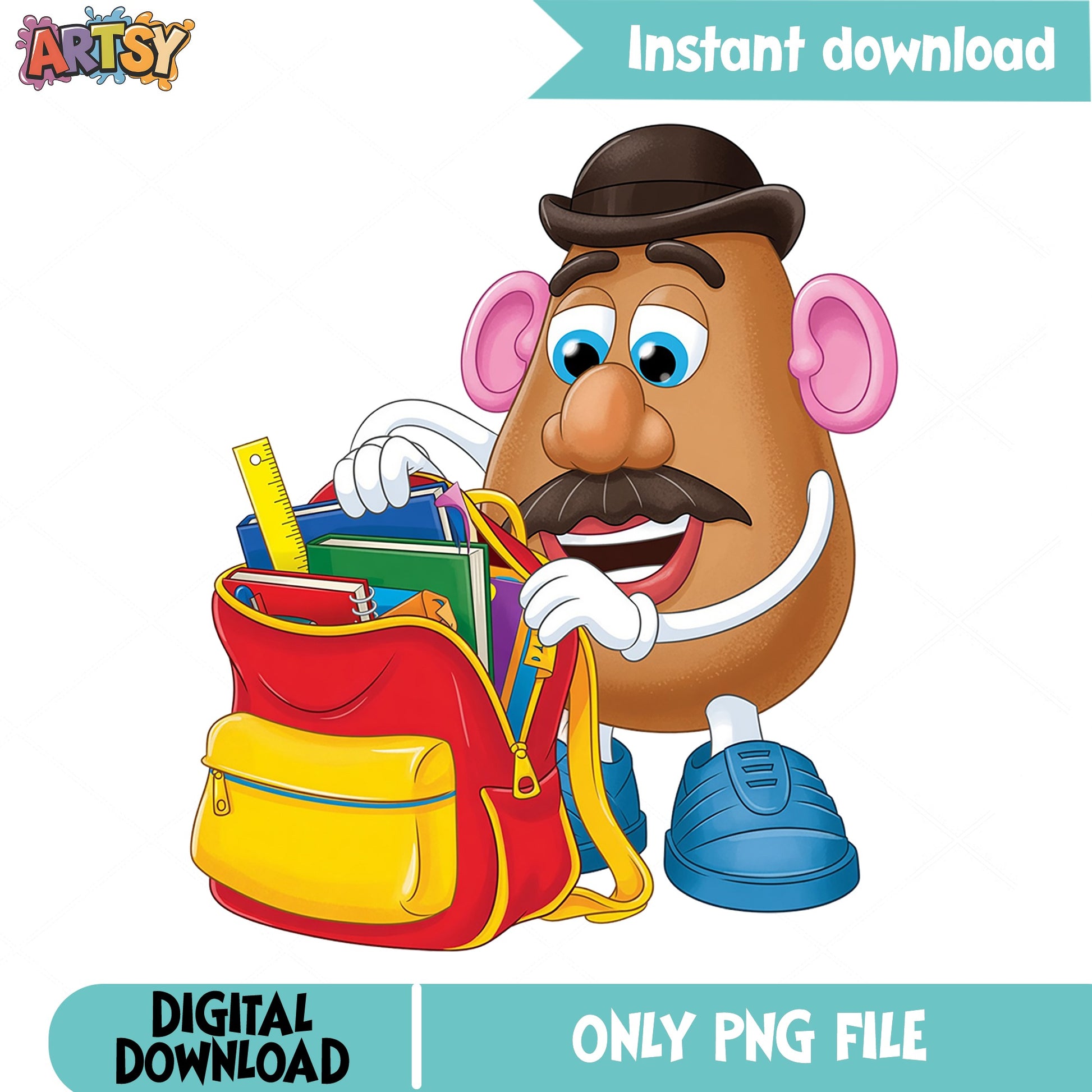 Mr Potato Head Back To School PNG, Toy Story PNG, Kids PNG