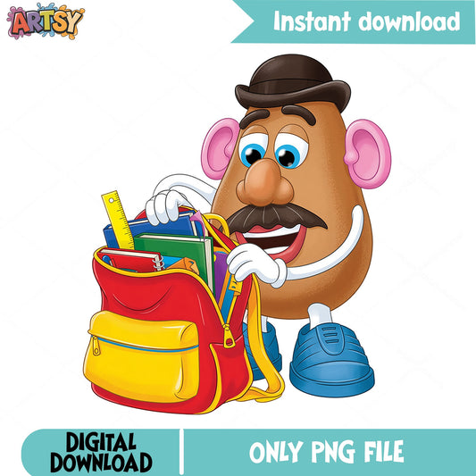 Mr Potato Head Back To School PNG, Toy Story PNG, Kids PNG