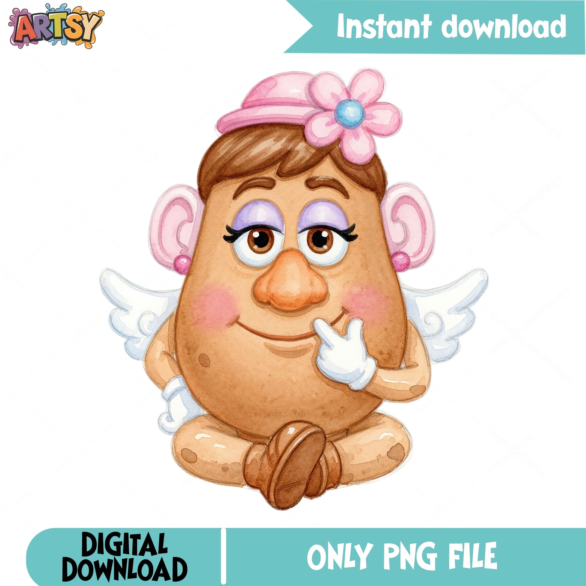 Mrs Potato Head Angel Valentine PNG, Toy Story PNG, Cupid PNG