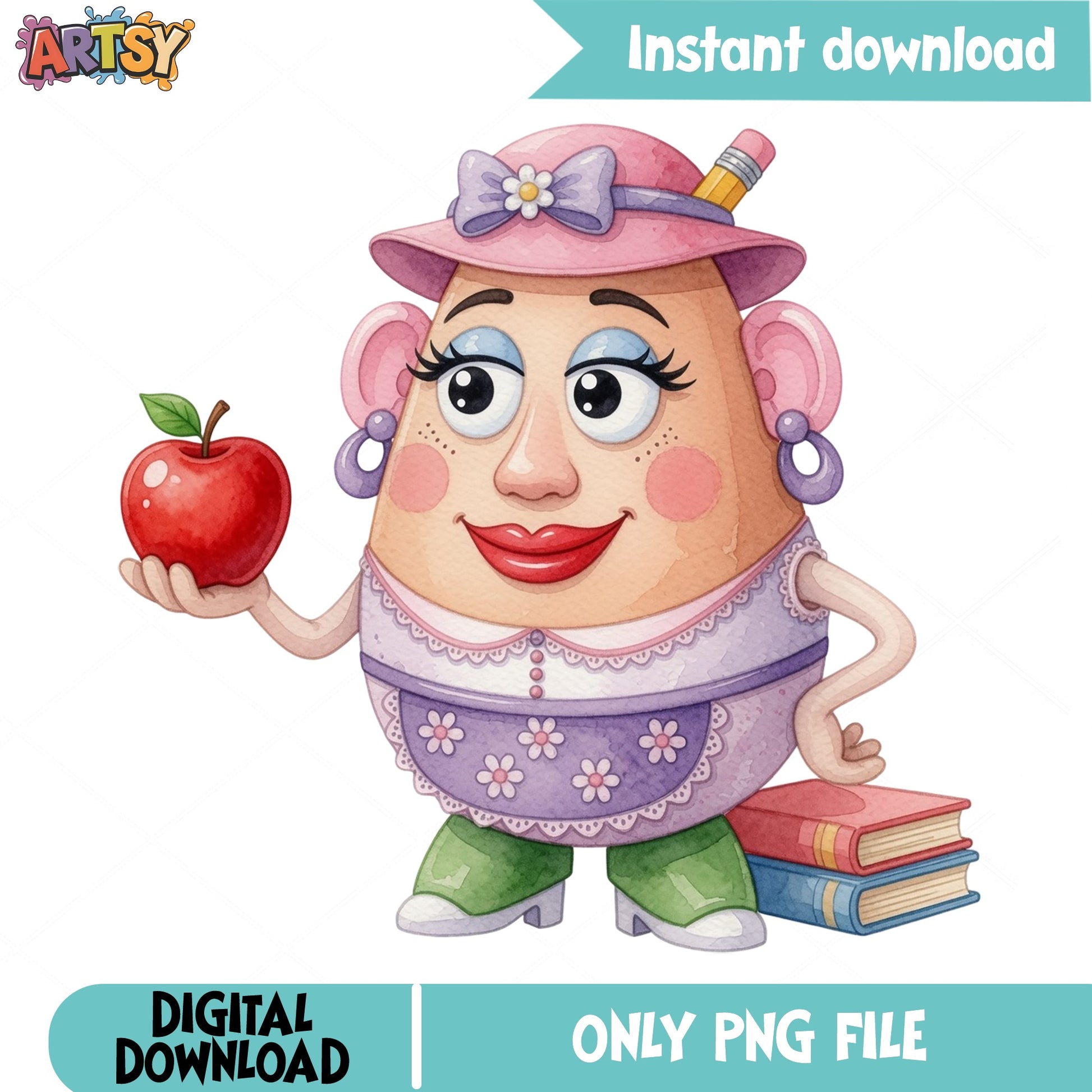 Mrs Potato Head Teacher PNG, Back To School PNG, Teacher Gift PNG