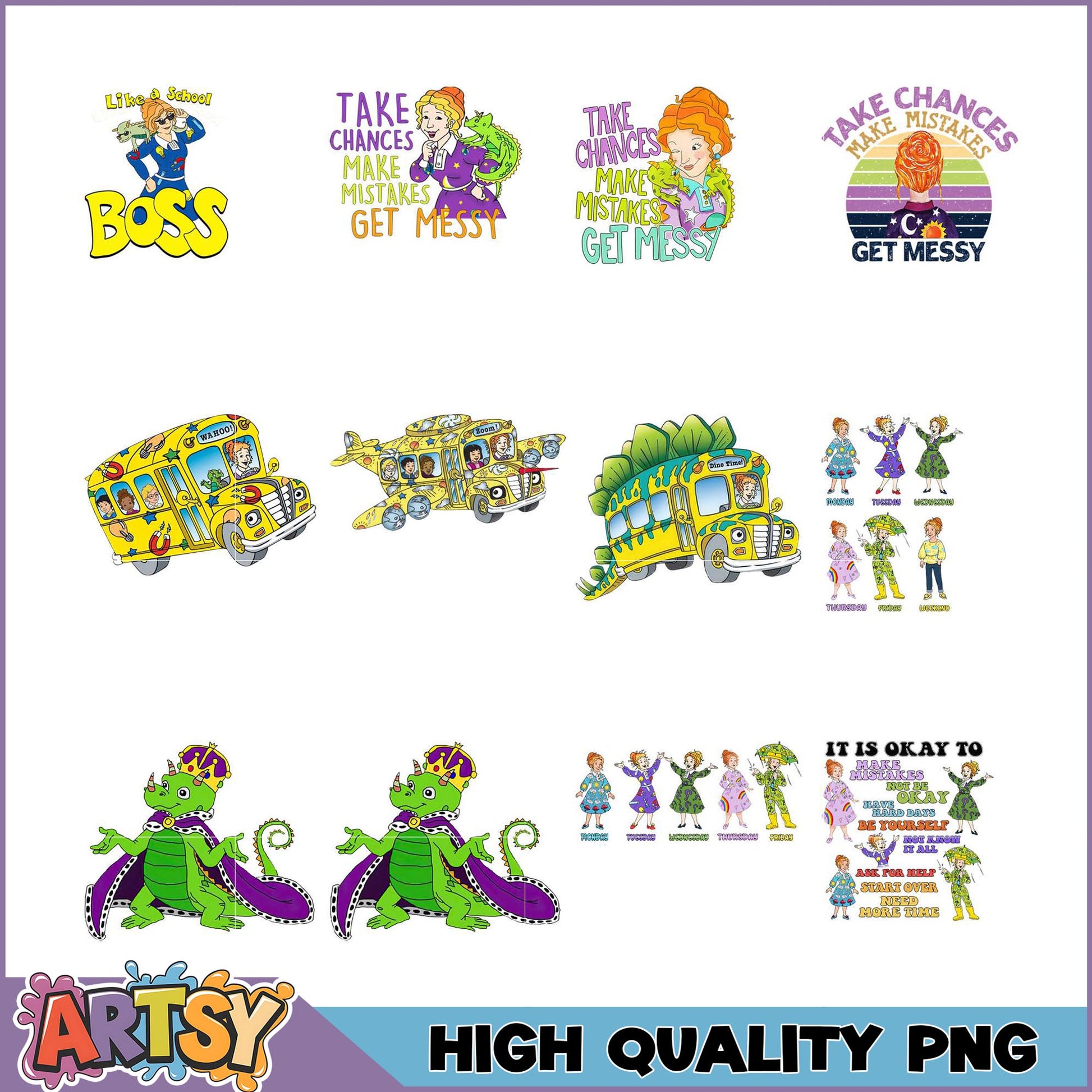 Ms Frizzle PNG Bundle High Quality Sublimation Designs