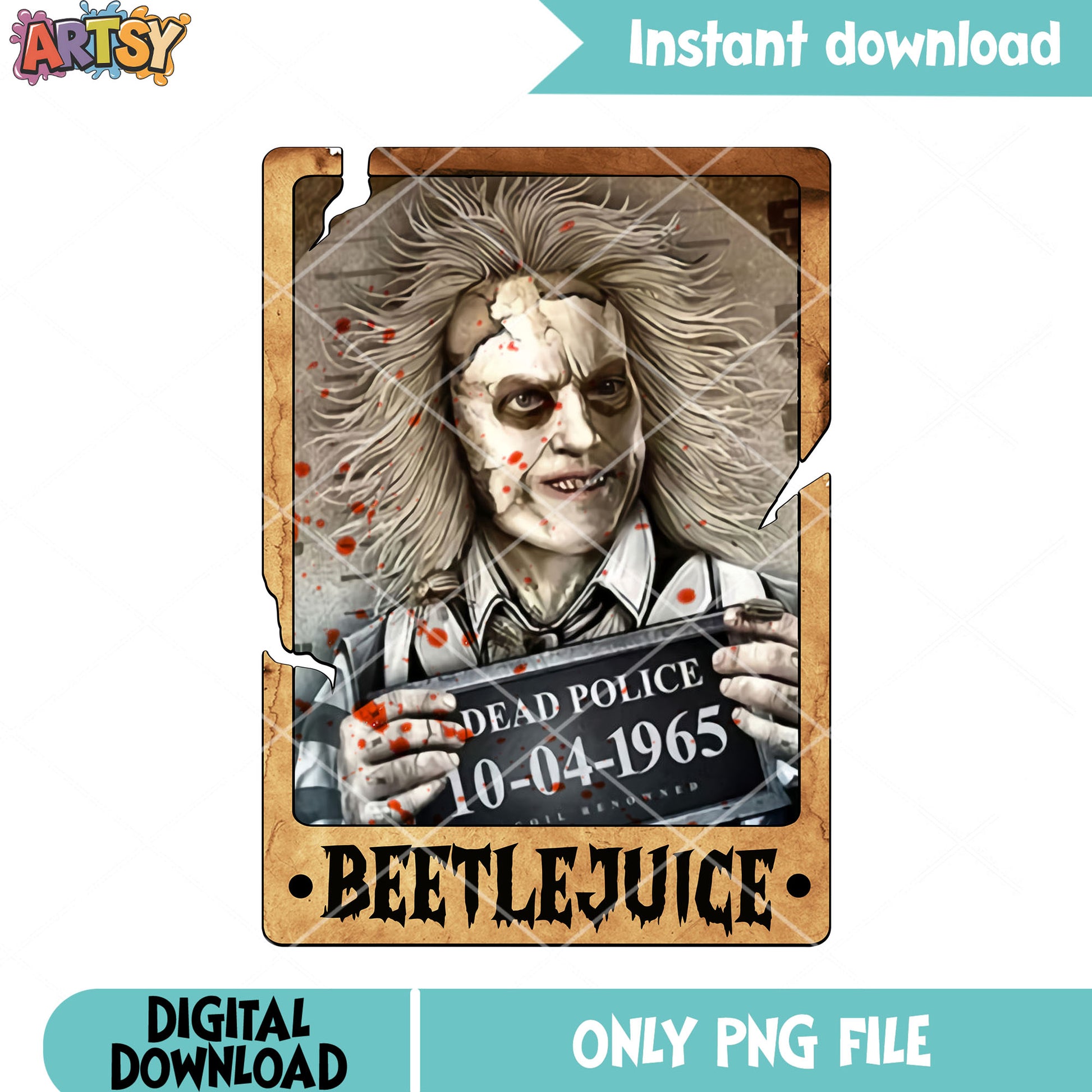 Mug shot Beetlejuice png, dead police png, halloween movies png