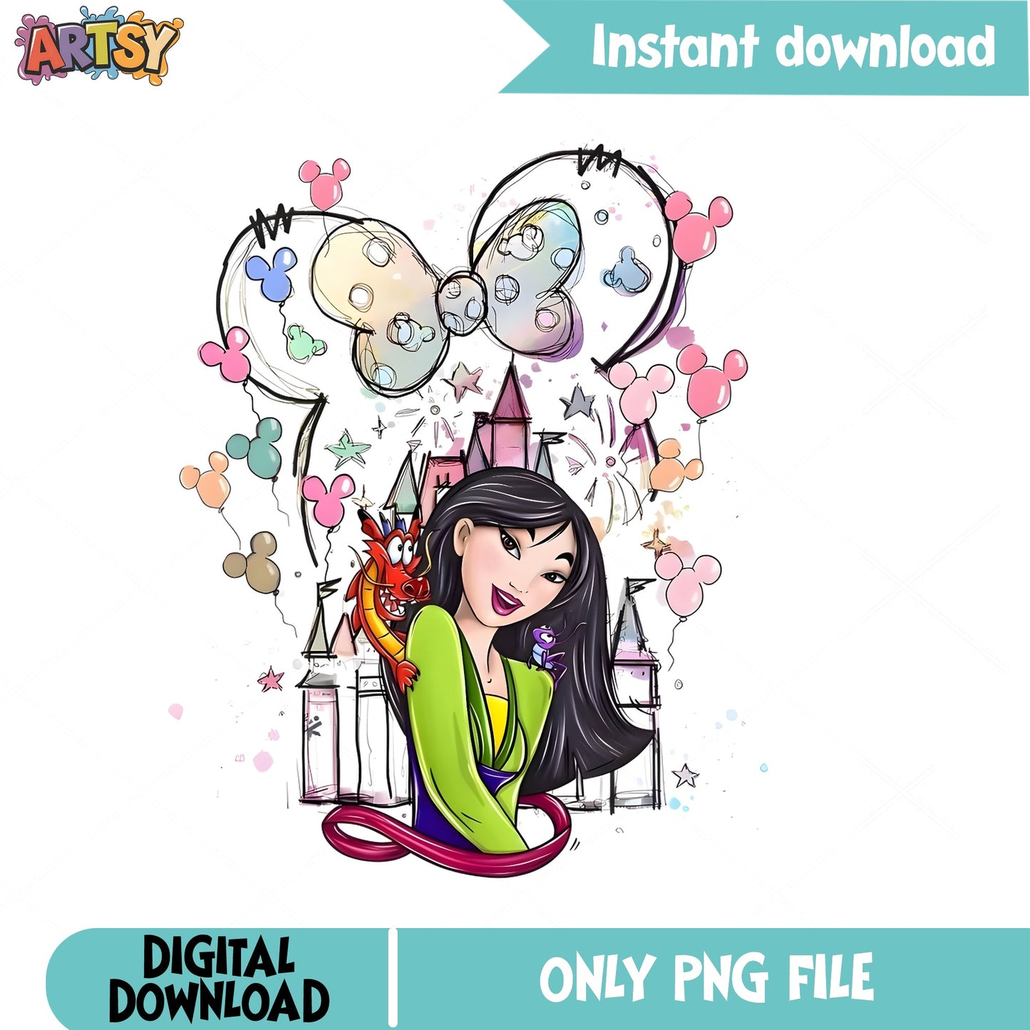 Mulan Disney Princess PNG, Mushu Dragon Castle PNG, Disney PNG