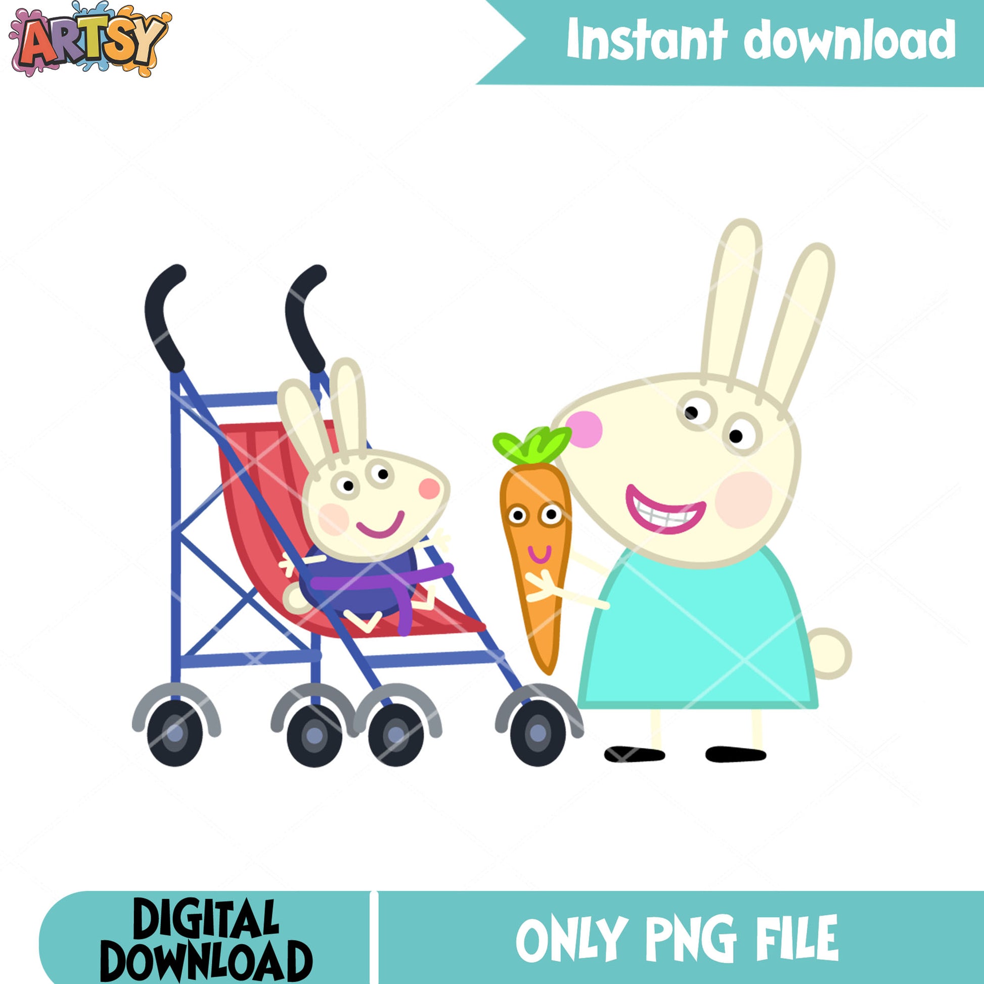Mummy rabit and richard rabbit png, cartoon for kids png
