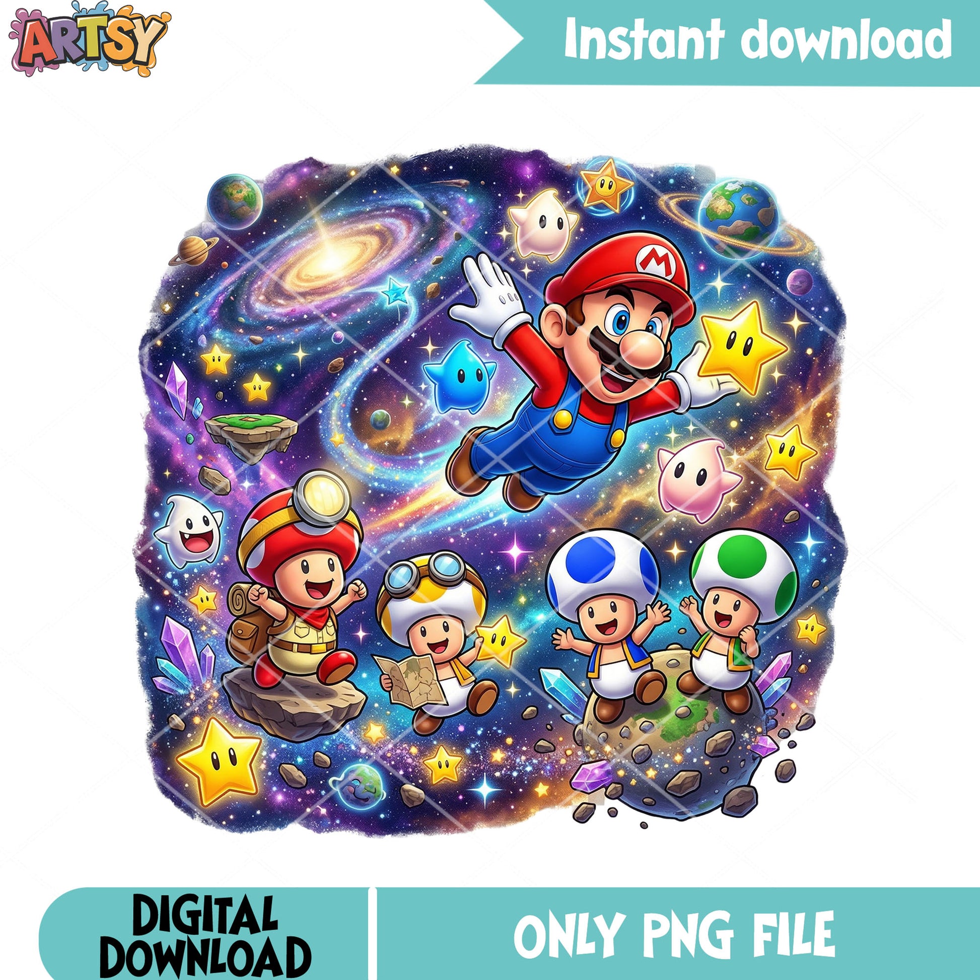 Murshroom mario toad vibes png, toad mario png, nintendo galaxy png