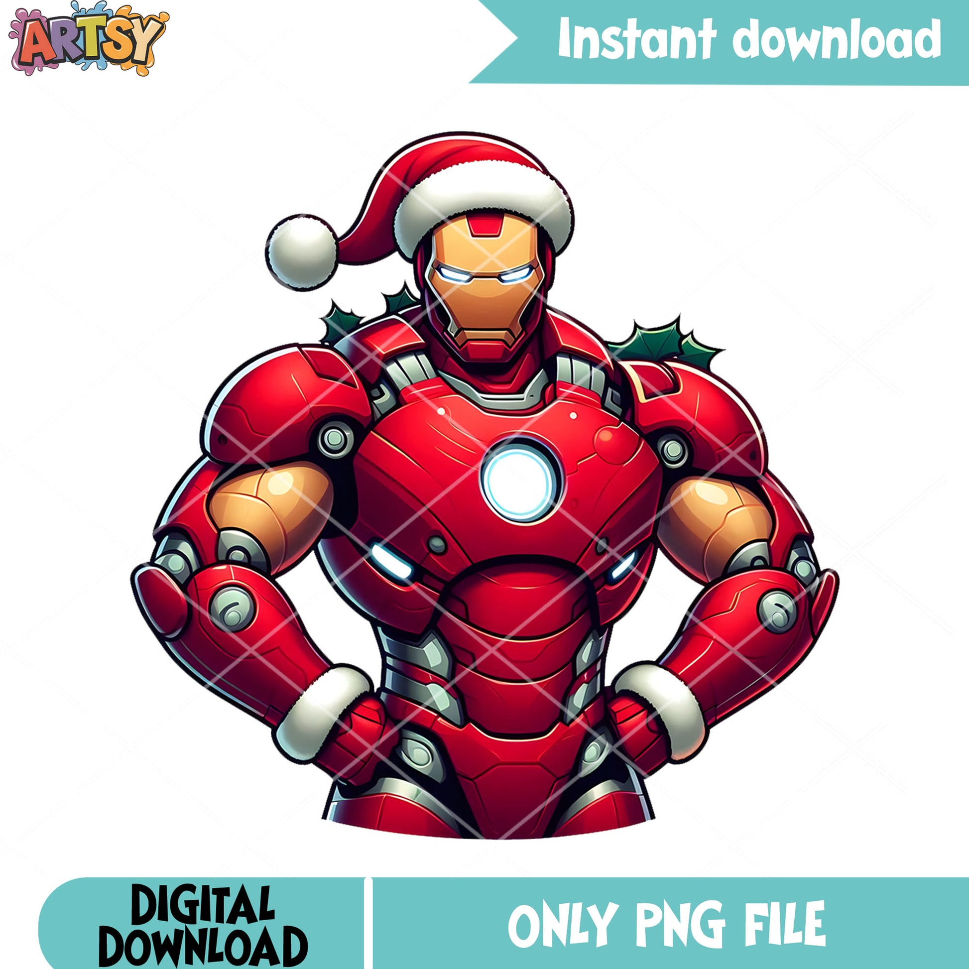 Muscular superhero christmas png, classic marvel png, tony stark png