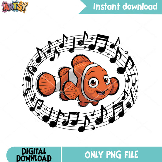 Musical note nemo fish png, finding nemo angler fish png, disney nemo png