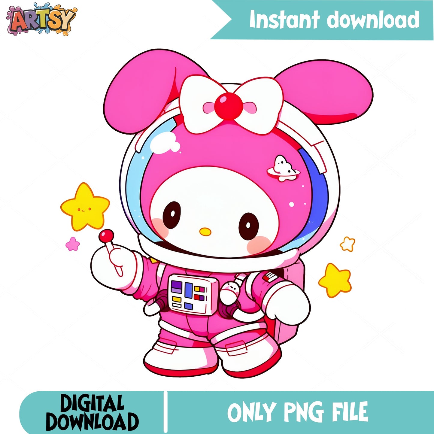 My Melody Astronaut PNG, Sanrio Space PNG, Cute Kawaii PNG