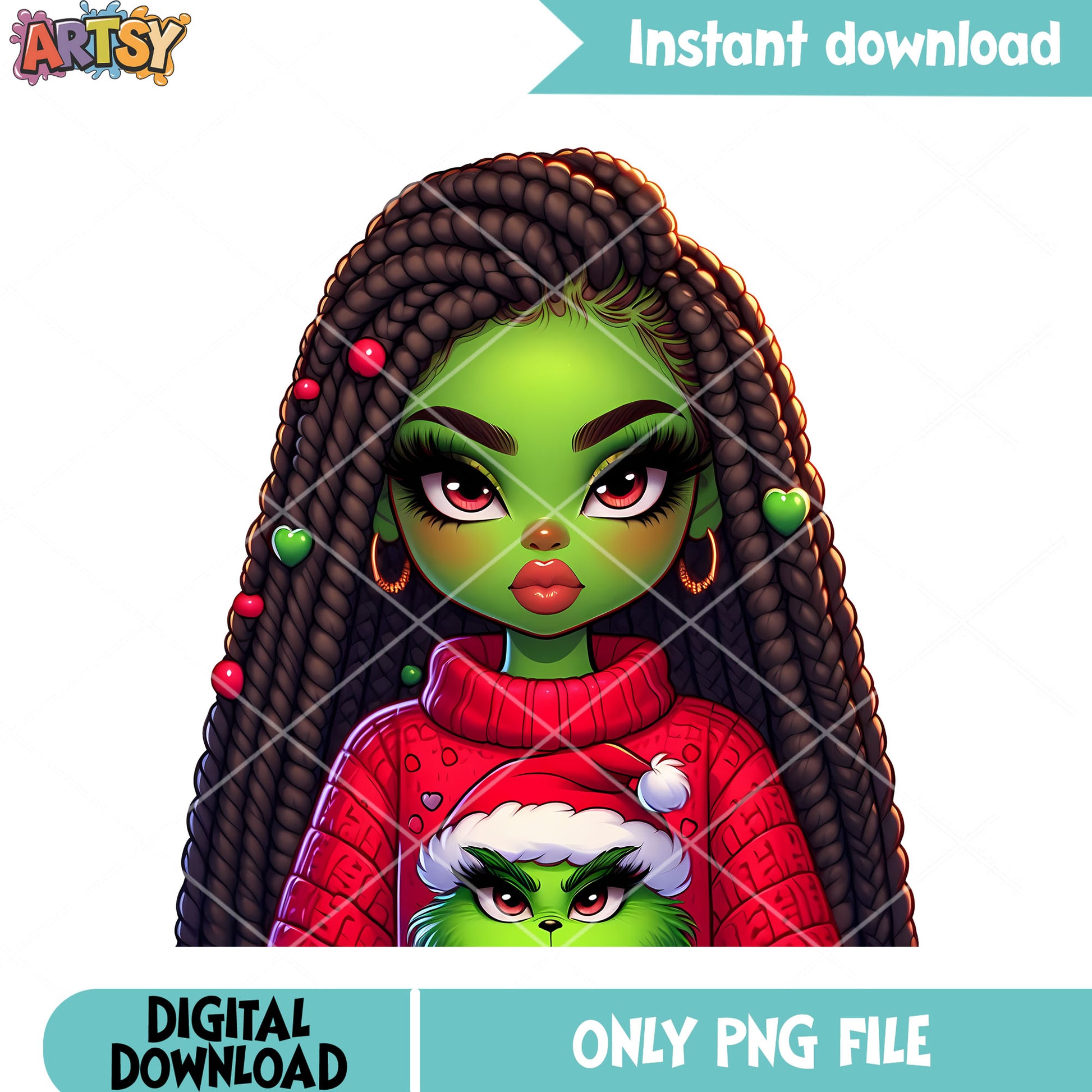 My christmas green girl png, xmas decorations png, the grinch png