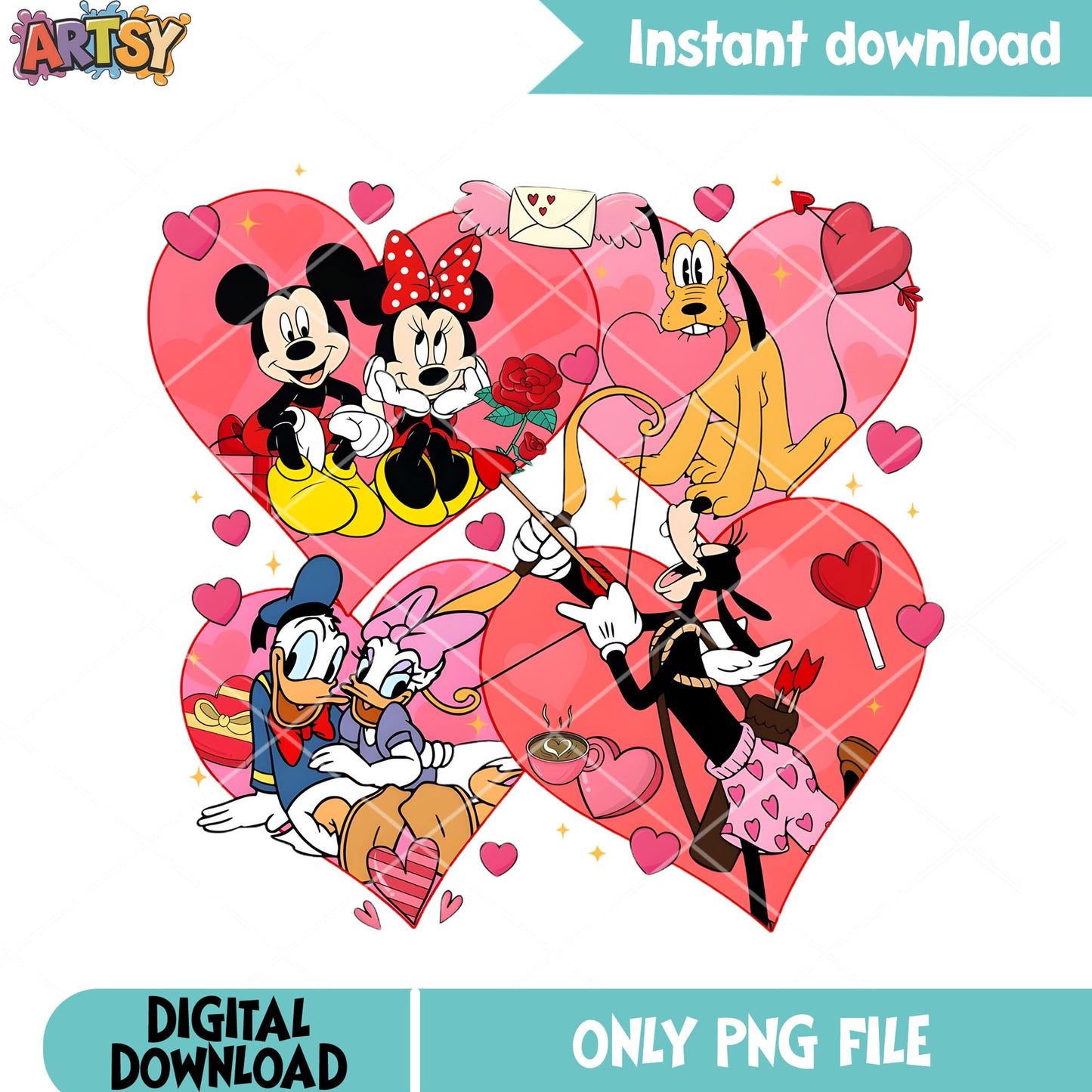 My friends disney cartoon valentine png, happy valentines png, disney png