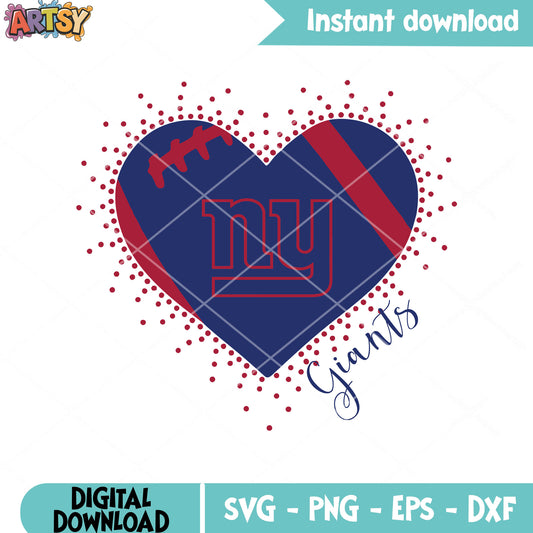 My giant heart new york svg, new york giants svg, nfl ball svg