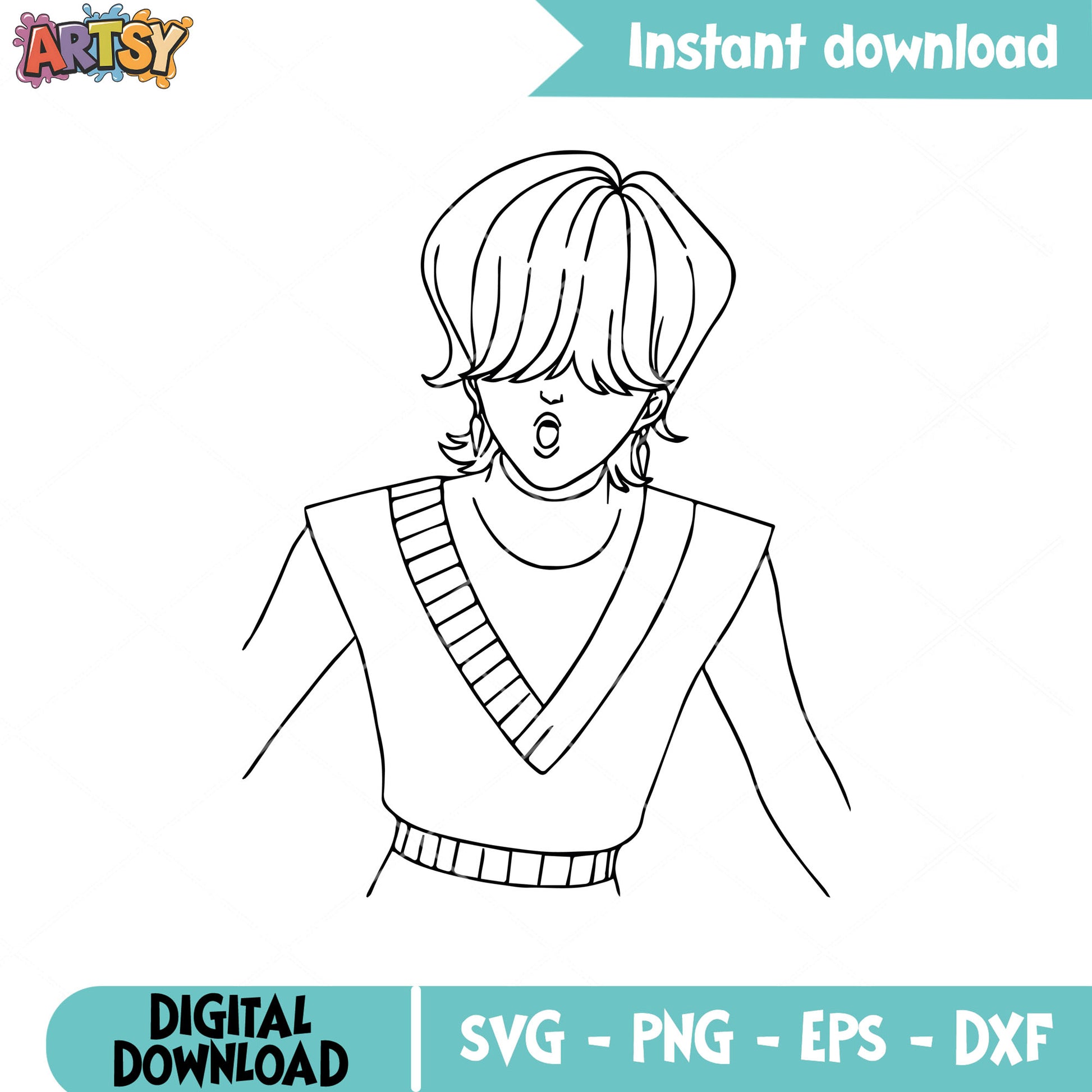 Mystery saja boys face outline svg, mystery saja svg, kpop saja boys svg