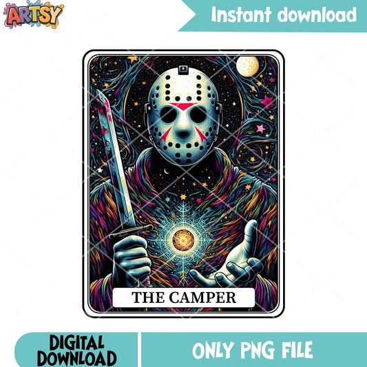 Mystical card camper png, scary halloween png, firday the 13 th png
