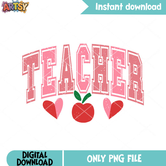 My teacher apple valentines png, valentine vibes png, valentine day png