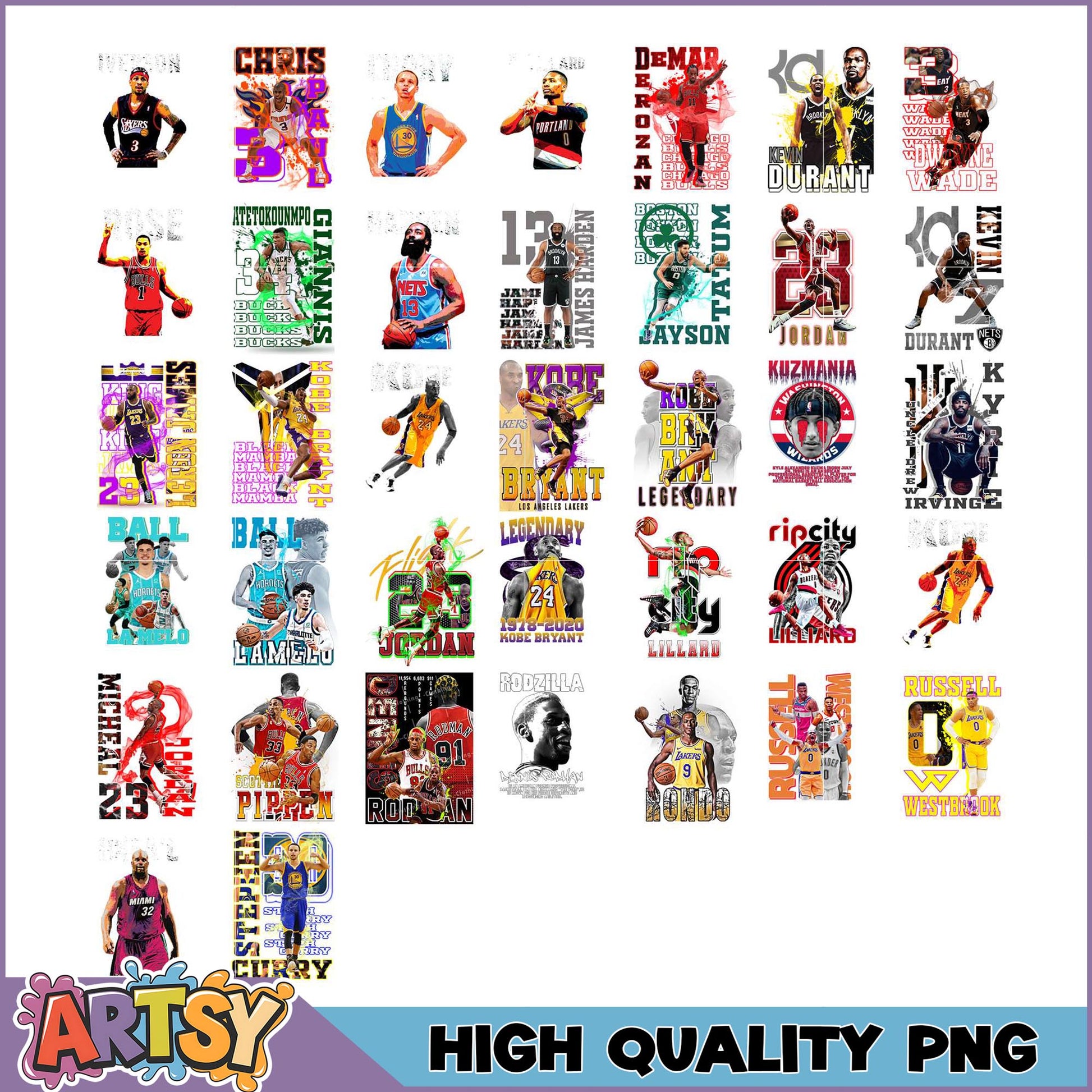 NBA Players PNG Bundle High-Quality Designs