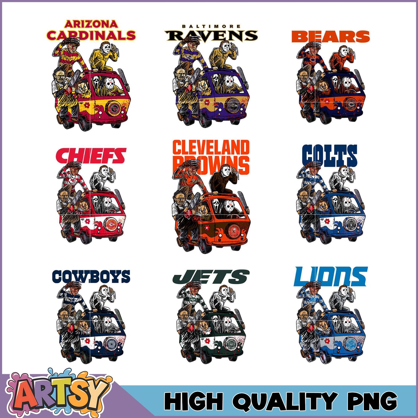NFL Horror PNG Bundle High-Quality Team Designs