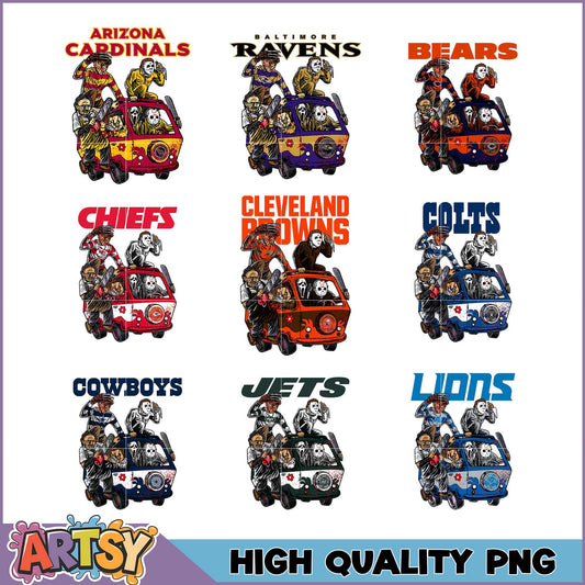 NFL Horror PNG Bundle High-Quality Team Designs