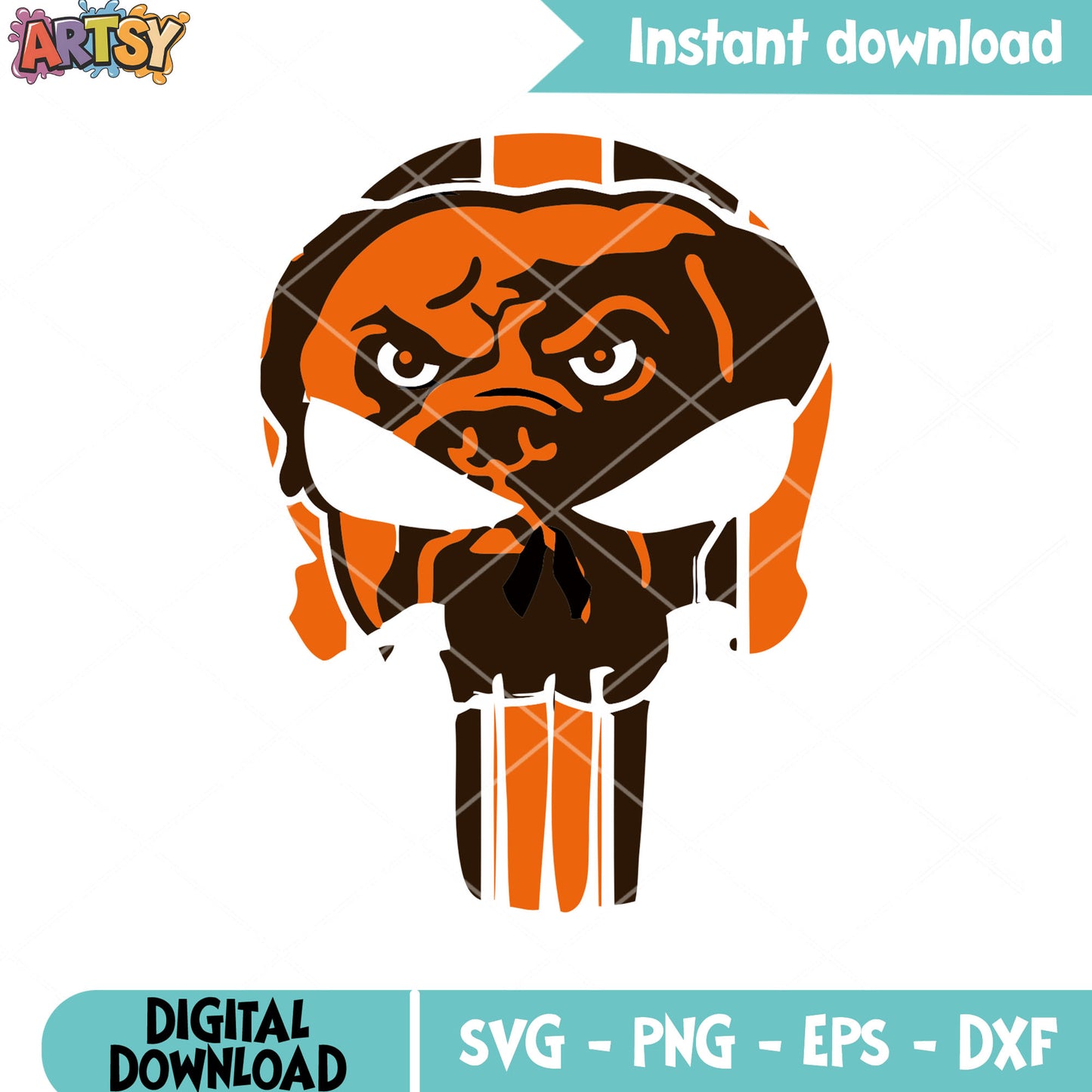 NFL Skull bull dog svg, afc north svg, cleveland browns svg