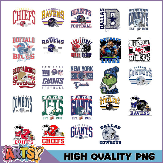 NFL Team Logos PNG Bundle High Quality Designs