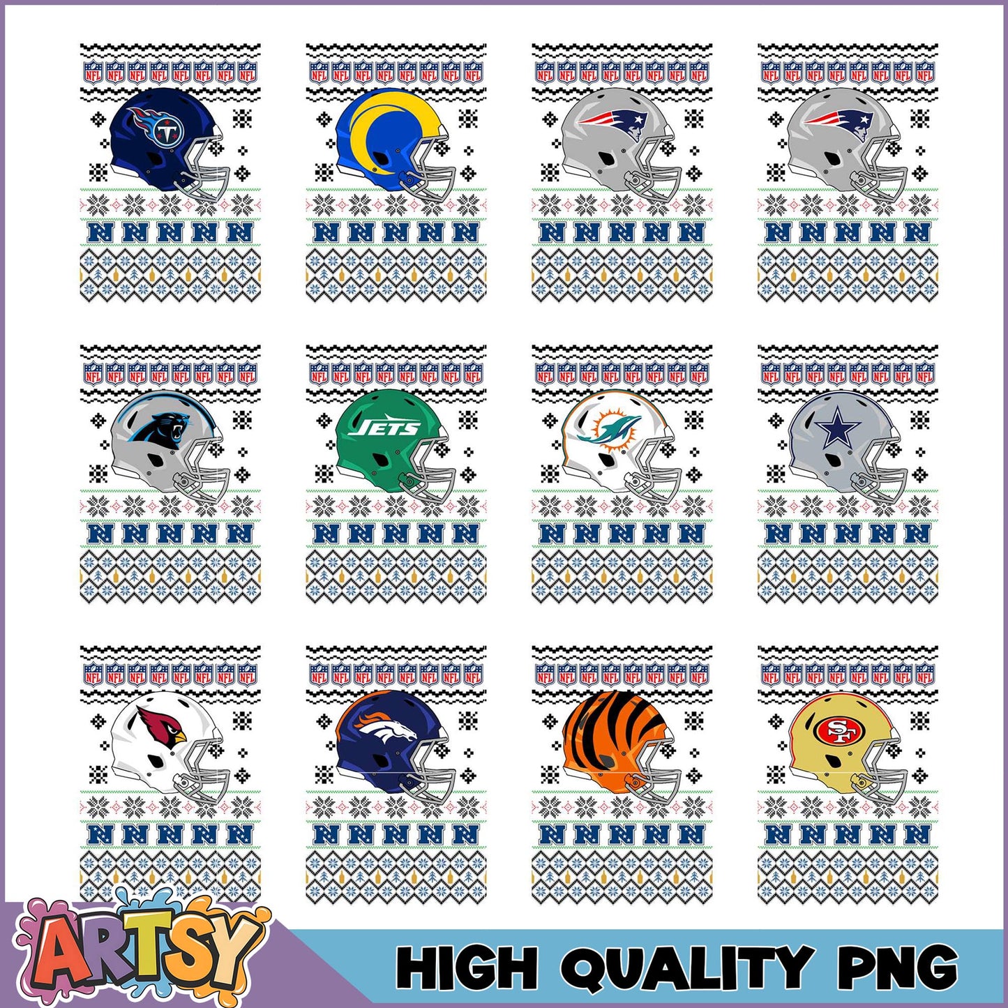NFL Ugly Sweater Helmet PNG Bundle