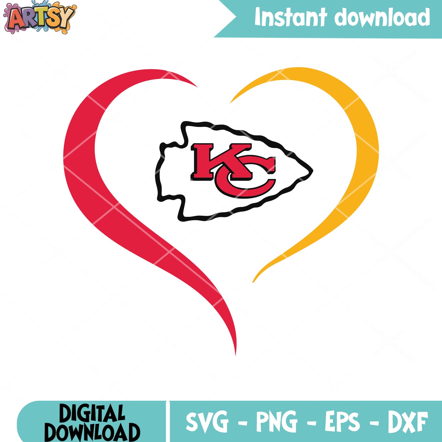 NFL chiefs heart poster svg, kansas city chiefs svg, kc chiefs svg