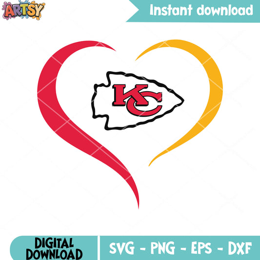 NFL chiefs heart poster svg, kansas city chiefs svg, kc chiefs svg
