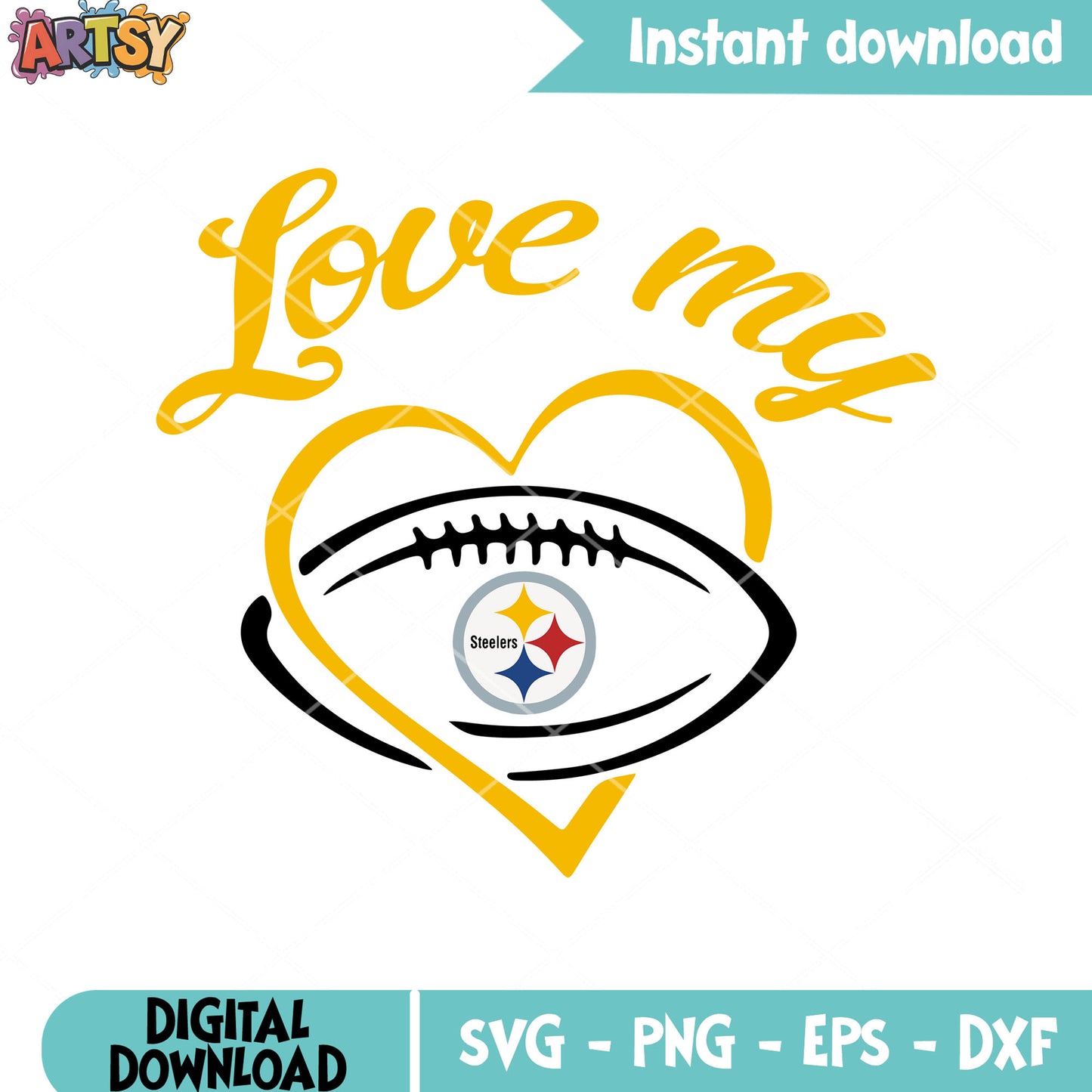 NFL steeler pigskin in my heart svg, nfl ball svg, pittsburgh svg