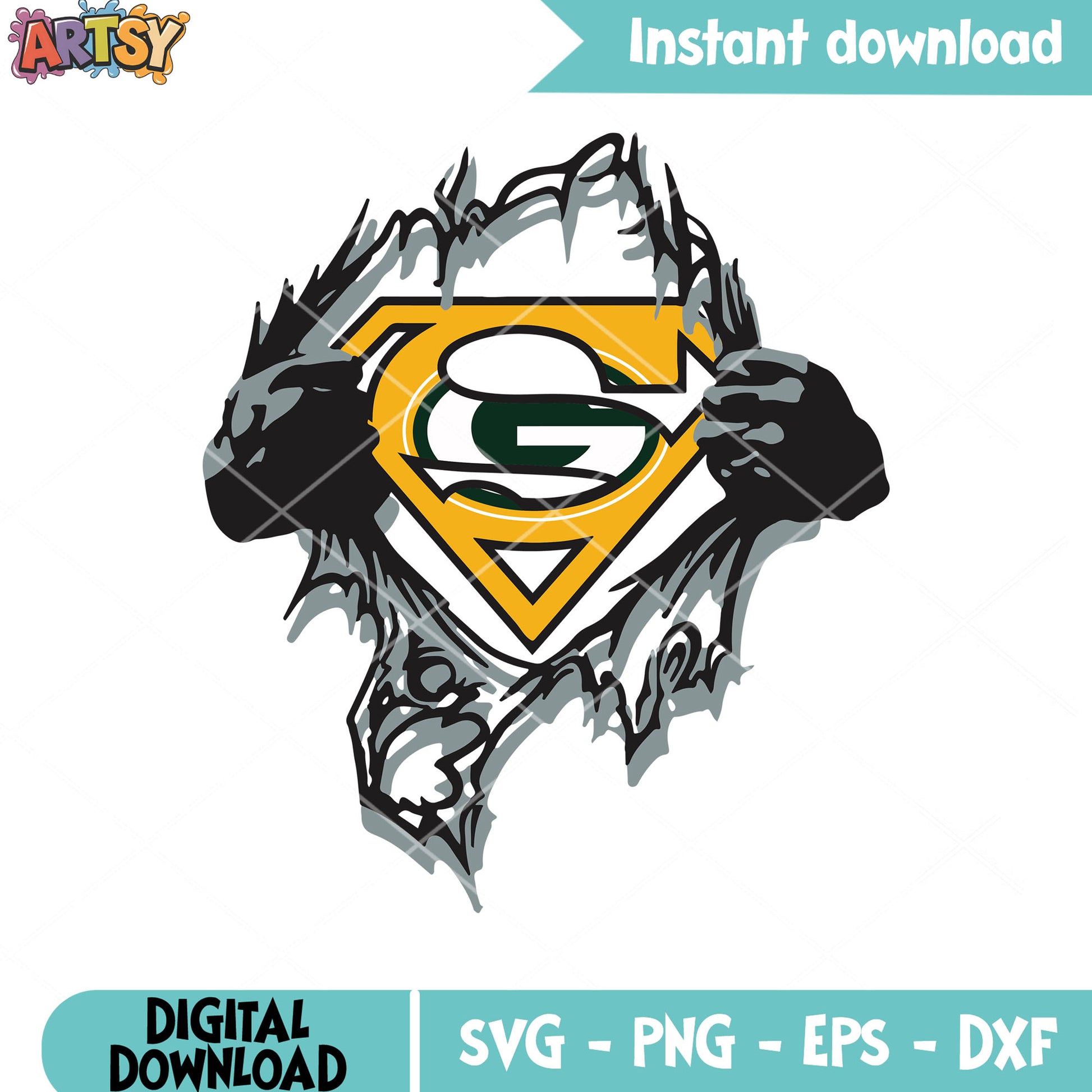 NFL teams football svg, green bay packers svg, superman​ svg