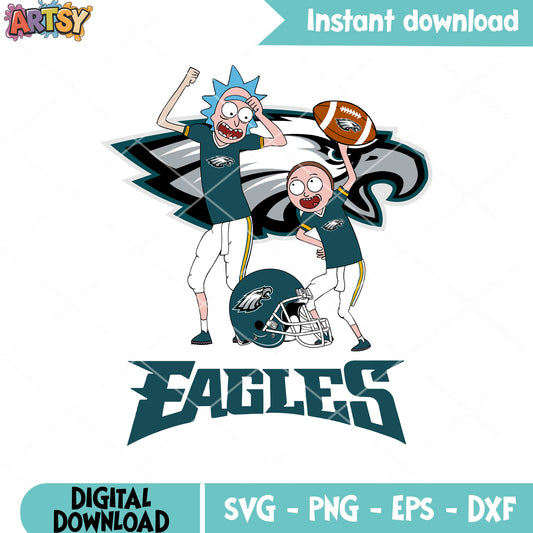 NFl blue helmets pigskin svg, philadephia eagles svg, rick and morty svg