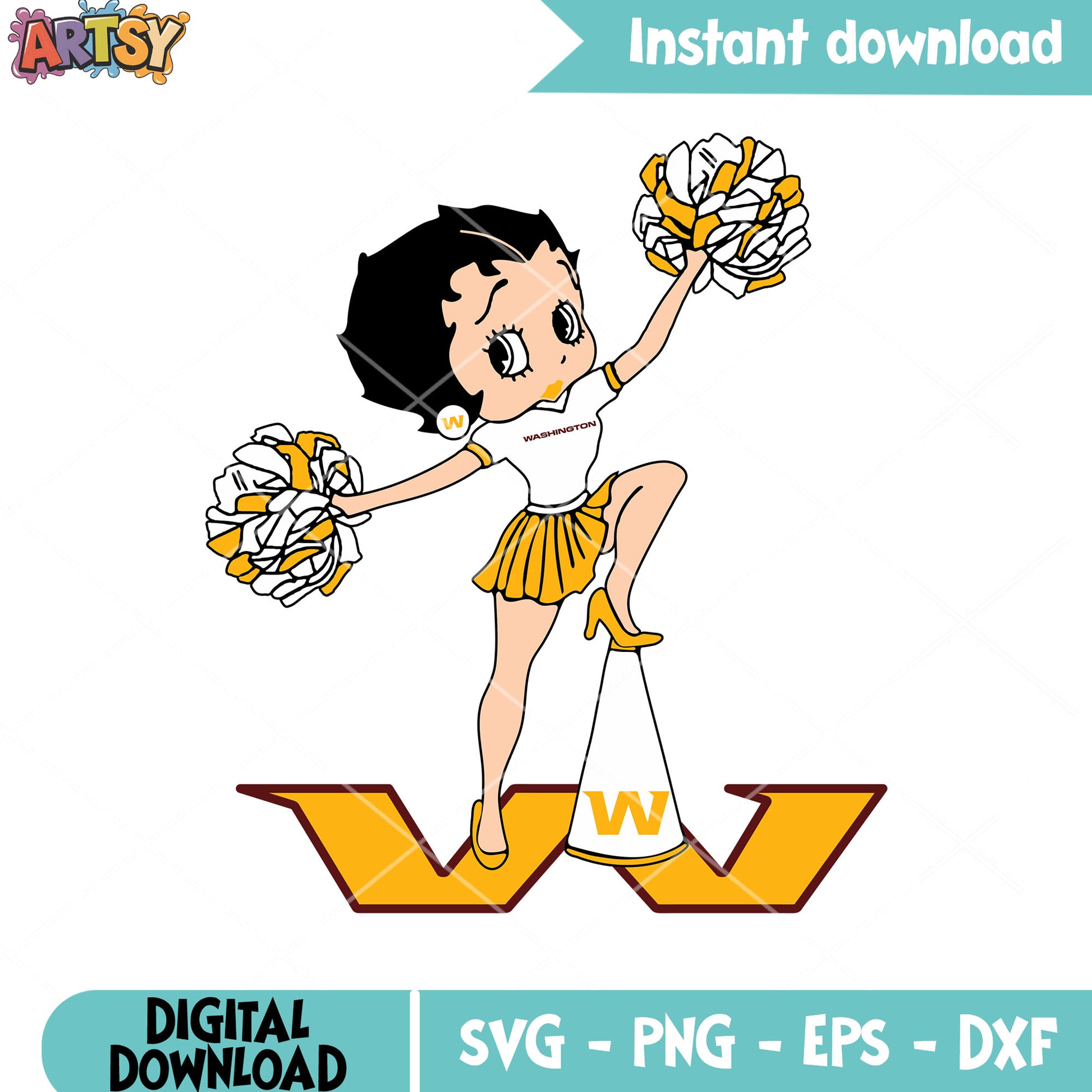 NFl cartoon cheerleader svg, washington redskin svg, betty boop svg