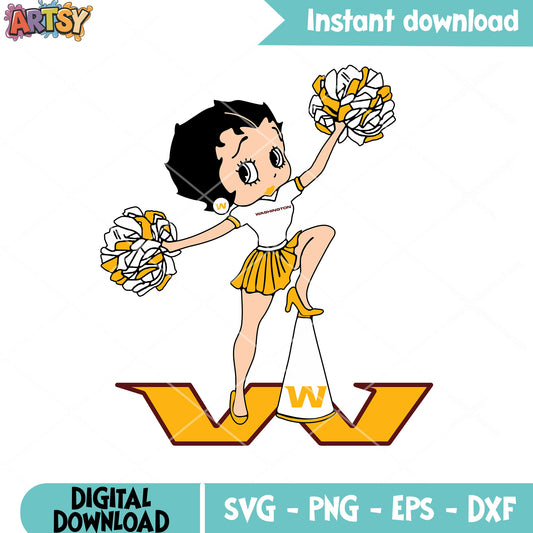 NFl cartoon cheerleader svg, washington redskin svg, betty boop svg