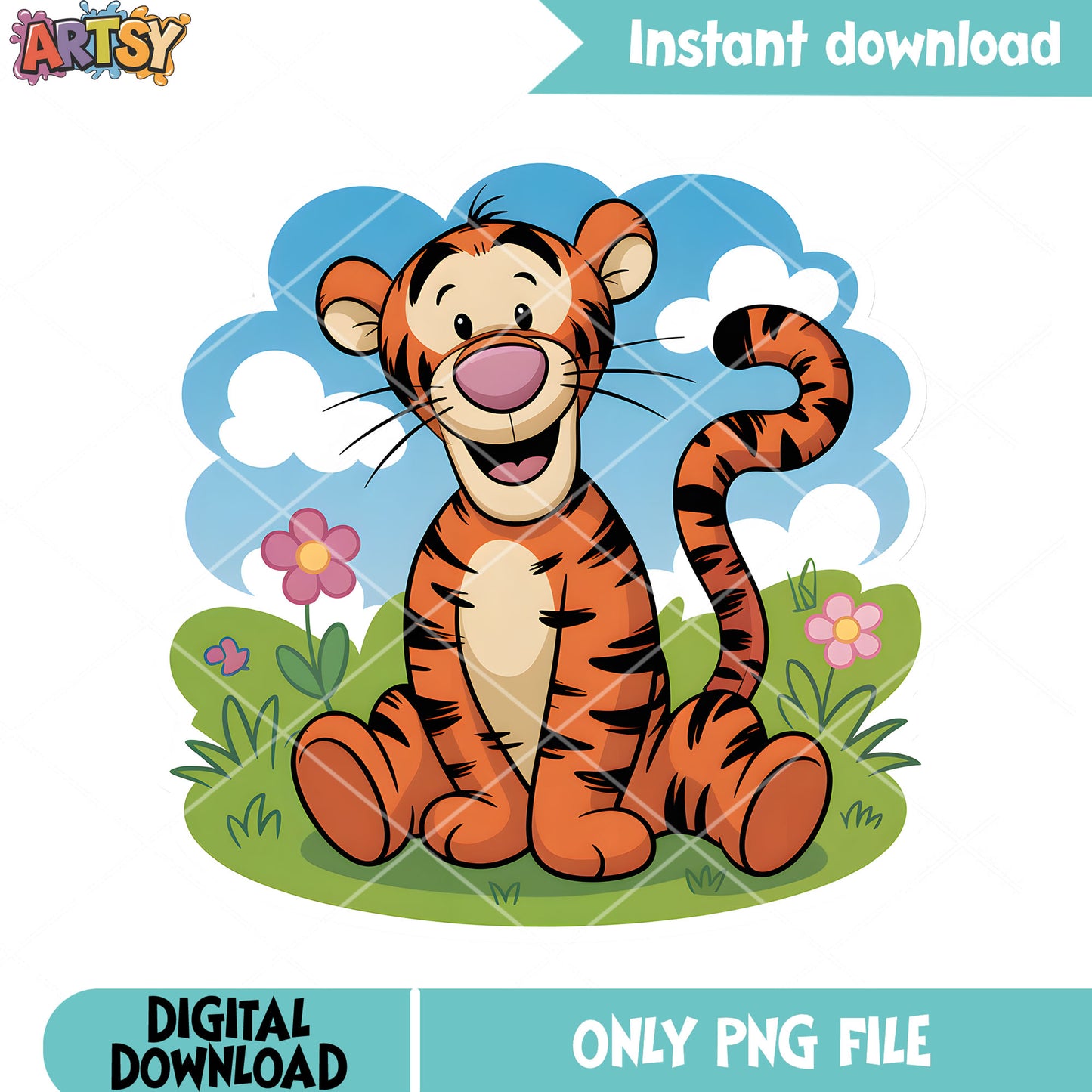 Naive tigger poster png, disney sticker png, disney tigger png