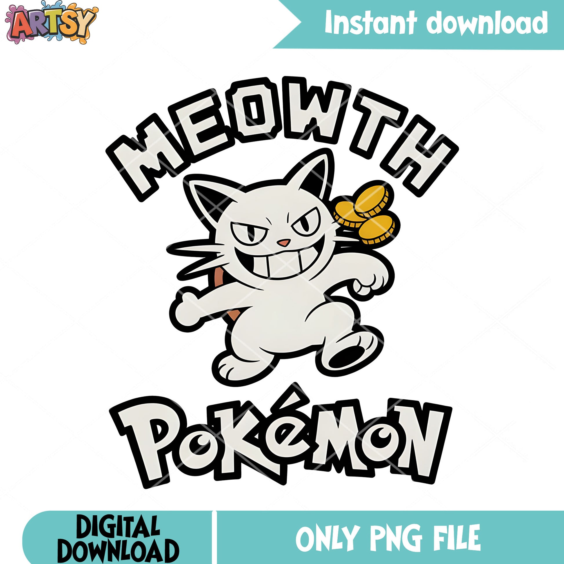 Naughty meowth poster png, pokemon poster png, pokemon meowth png