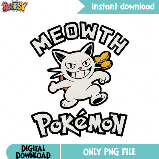 Naughty meowth poster png, pokemon poster png, pokemon meowth png