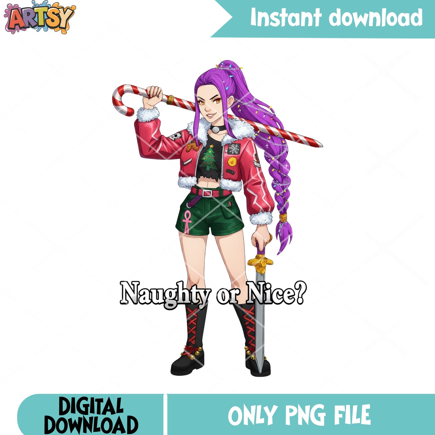 Naughty or nice png, rumi kpop demon hunters png, rumi huntrix png