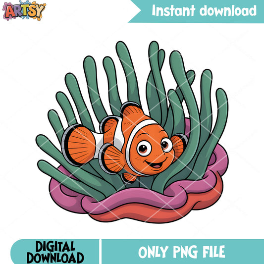Nemo fish poster png, nemo clownfish png, disney sticker png