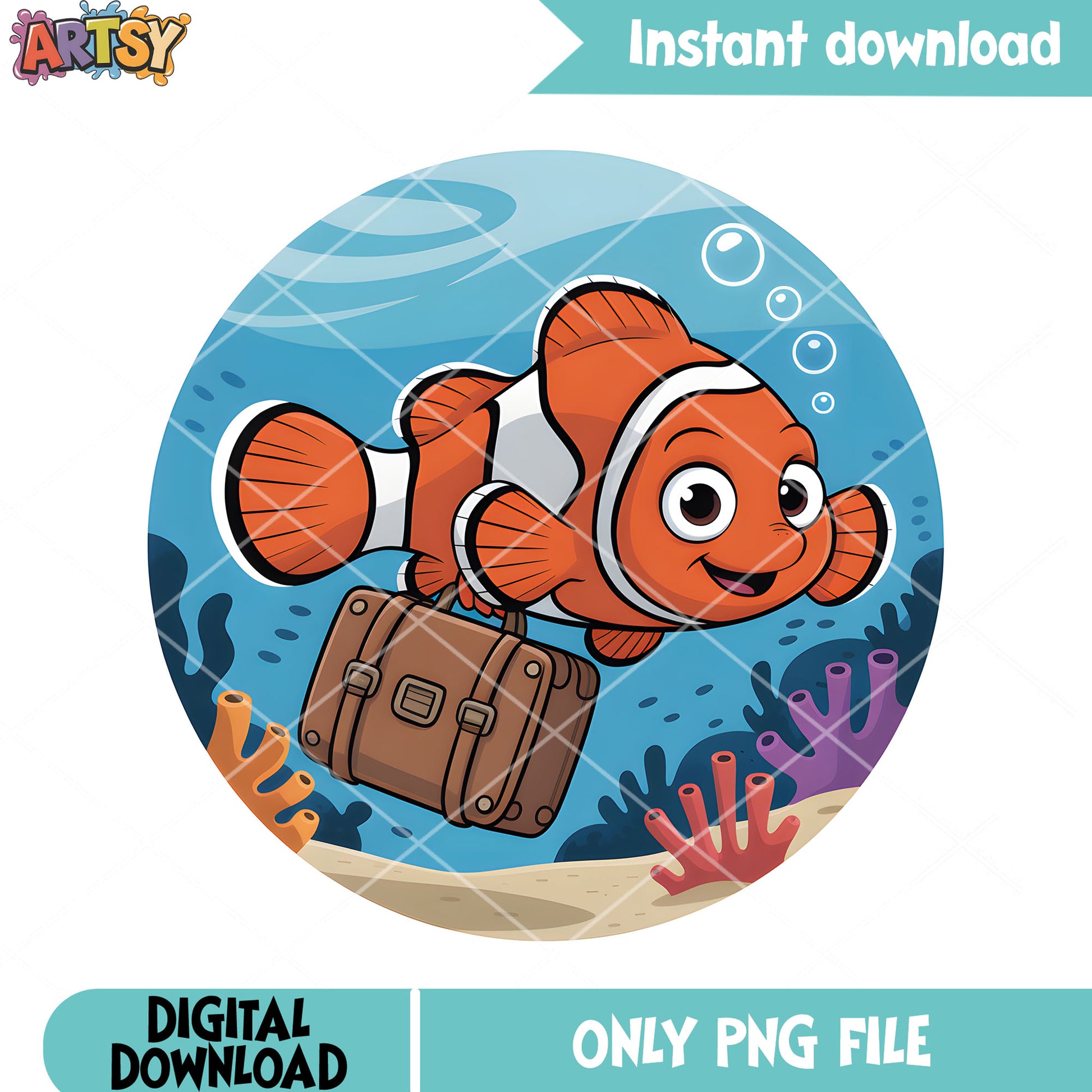 Nemo run away from home png, disney vibes png, clownfish nemo png