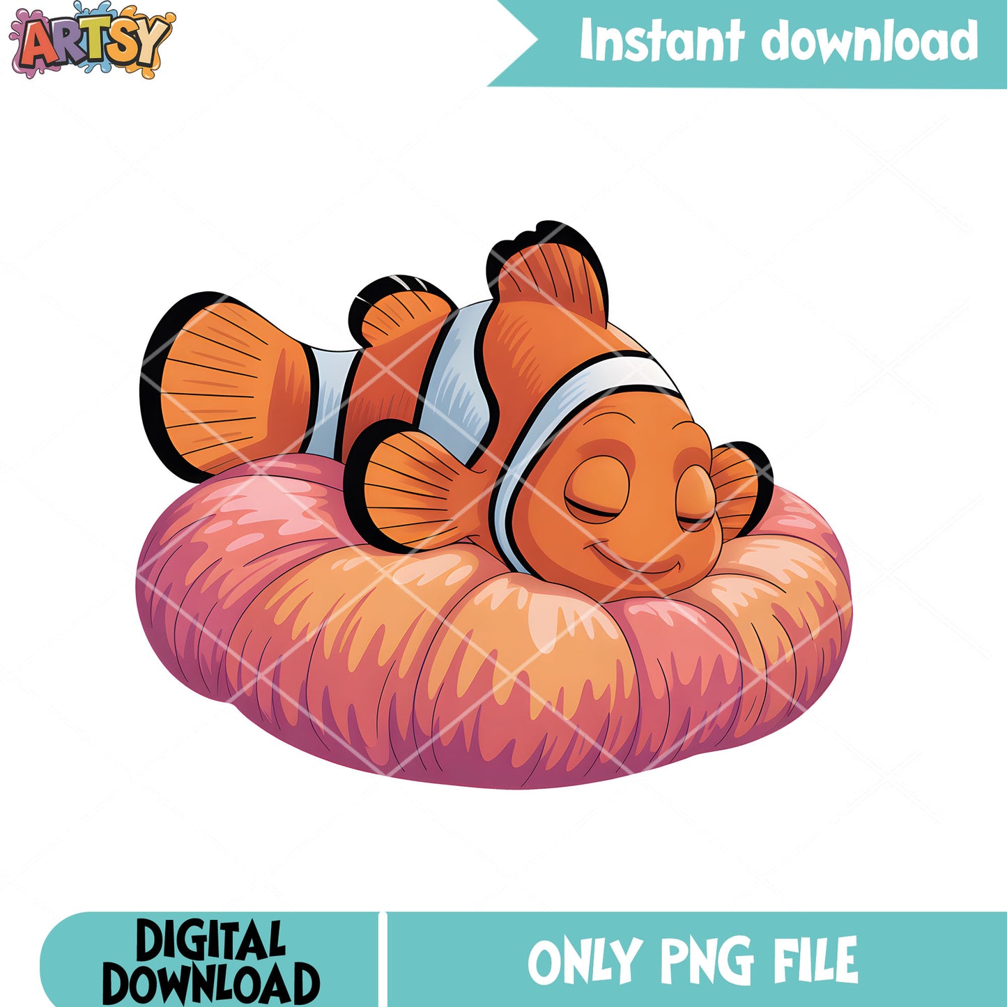 Nemo sleep in coral png, walt disney world​ png, clownfish nemo png