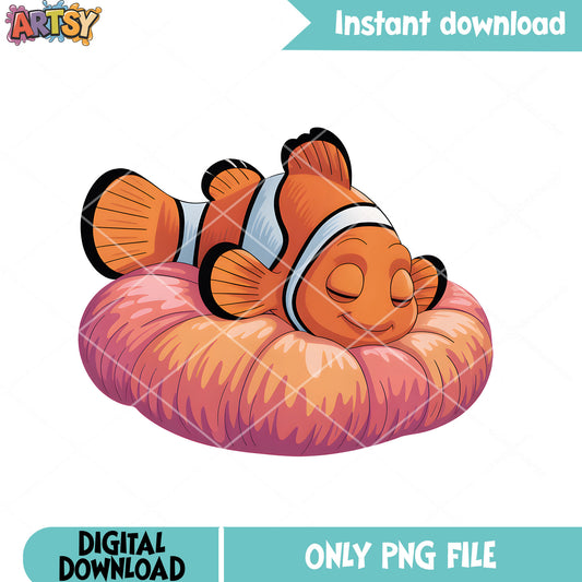 Nemo sleep in coral png, walt disney world​ png, clownfish nemo png