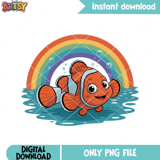 Nemo with rainbow fish png, clownfish nemo png, finding nemo png