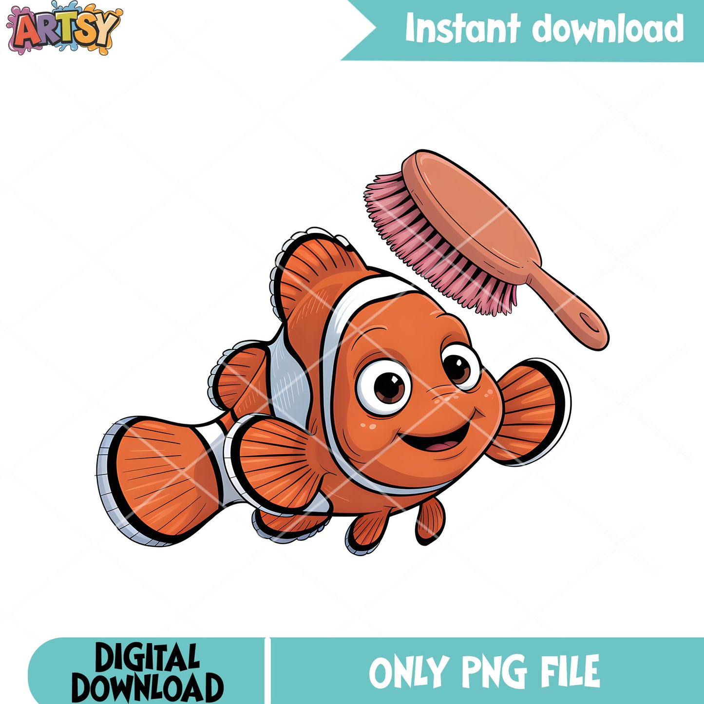 Nemo with the brush png, nemo fish png, finding nemo png