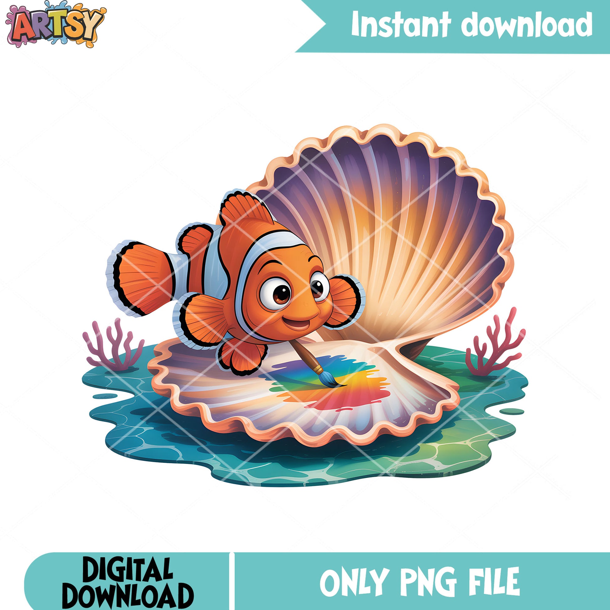 Nemo with the seashell png, finding nemo png, disney poster png